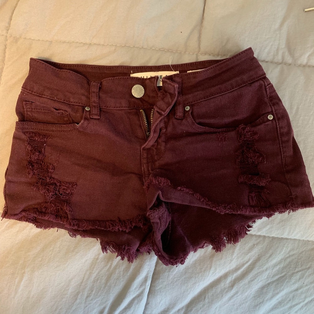 Maroon low rise jean shorts